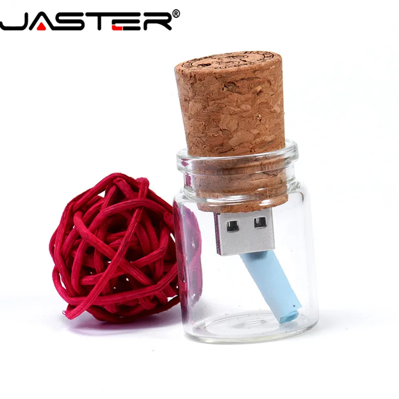 USB 2.0 Flash Drive 8GB 16GB 32GB 64GB in wood box + wishing bottle for Wedding Gift usb flash drive flash drive