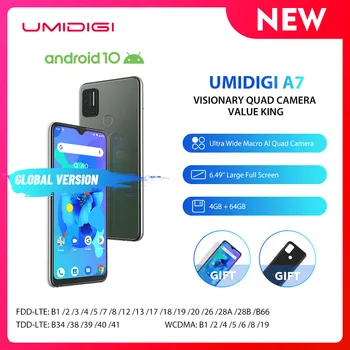 

UMIDIGI A7 Smartphone Global Version Android 10 OS 6.49'' Large Full Screen 4GB 64GB ROM Quad Camera Octa-Core Processor Phones