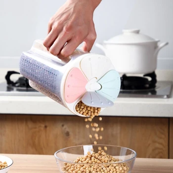 

Food Storage Containers with Lids Food Storage Tank Household Kitchen Four grids Containers for Grains Nuts fresh-keeping can