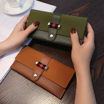 

Wallet Ladies Long Wallet Female Buckle Fashion Simple Capacity Hand Hold Multi-Card Mobile Phone Wallet woman wallet