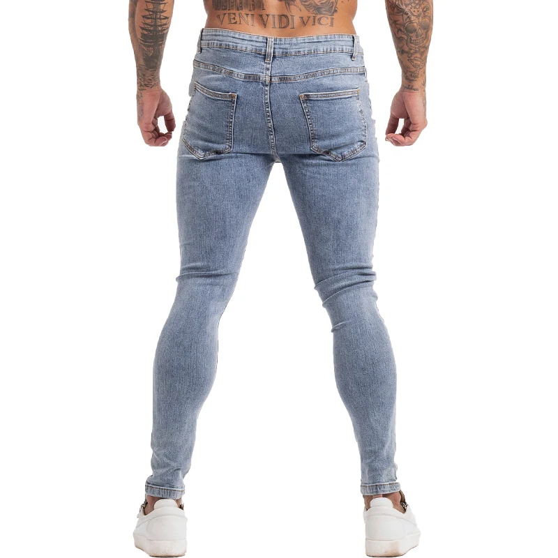 GINGTTO Skinny Jeans Men Blue Denim Pants Male Hip Hop Mens Trousers Clothing Stretch High Waist Streetwear Hot Sale zm125