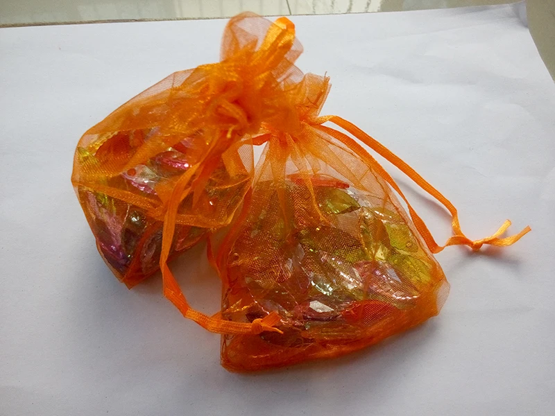 

500pcs 9*12 Orange small gift bags for jewelry/wedding/christmas/birthday Organza Bags with handles Packaging Yarn bag