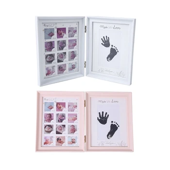 

2 Set My First Year Baby Gift Kids Birthday Gift 12 Months Picture Photo Frame with Craft Ink Pad, White & Pink