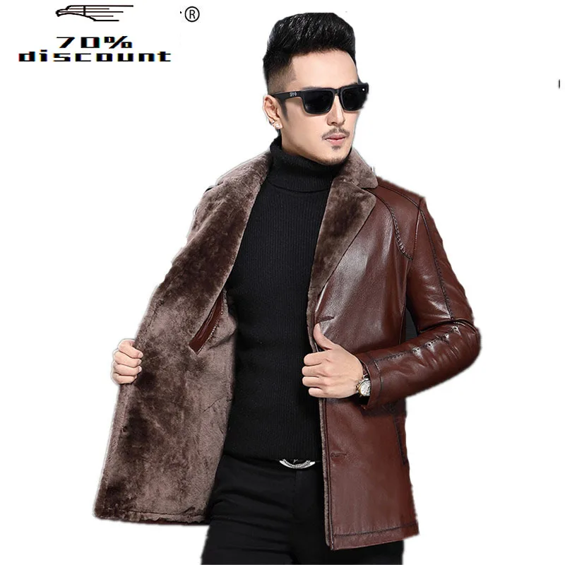 

Winter Jacket Men Natural Lamb Fur Coats Plus Size Coat 5xl 6xl Mens Genuine Sheepskin Leather Jackets Long Coats MY064