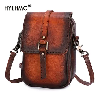 

Handmade Leather Bag Women Messenger Bag Niche Retro Female Mini Shoulder Bag Small Bag 2020 Mobile Phone Soft Leather Solid Bag