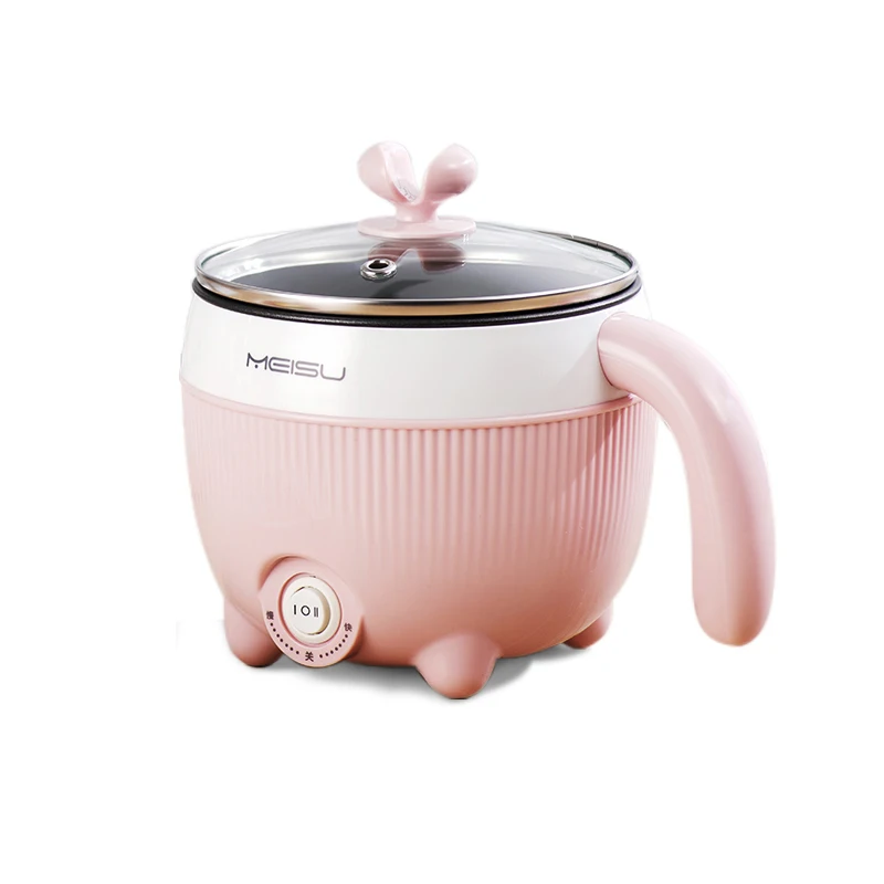 

2 People 0.8L Electric Hot Pot Mini Multi Cooker 600w Low Power Multi Cooker Pot 220v Non-stick Pan Multi Cooker Electric Pink