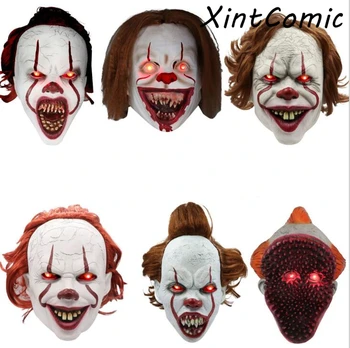 

2019 Joker Pennywise Mask Stephen King It Chapter Two 2 Horror Cosplay LED Latex Masks Helmet Clown Halloween Party Costume Prop