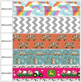 

HSDCraft Free shipping 25MM 38MM 75MM Heat Transfer Printed Grosgrain ribbon for diy hair bow