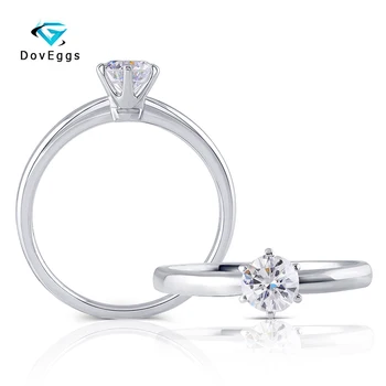 

Doveggs Lab Created CVD Diamond Engagement Ring 14K White Gold 0.5CT Center 5mm DEF Color Round Diamond Ring For Women Wedding