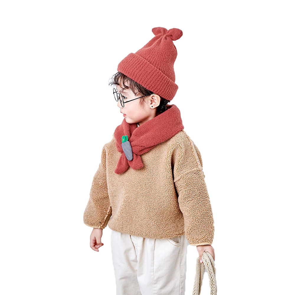 Зимний милый детский зимний шарф для маленьких девочек с помпонами и помпонами, детская трикотажная шапка