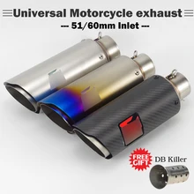 51 мм 60 мм Универсальный мотоцикл выхлопной с DB killer лазерный глушитель из нержавеющей стали для YAMAHA HONDA KAWASAKI ER6N R1 R3 R6 MT07