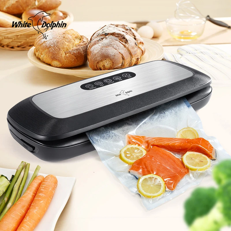 White Dolphin Food Vacuum Sealer Machine 220V 110V For Food Saver With 10PCS Bags Home Electric Vac