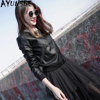 

AYUNSUE 2020 New Leather Jacket Women Korean Spring Autumn Pu Leather Coat Female Motorcycle Jacket Veste Femme PY135 KJ4724