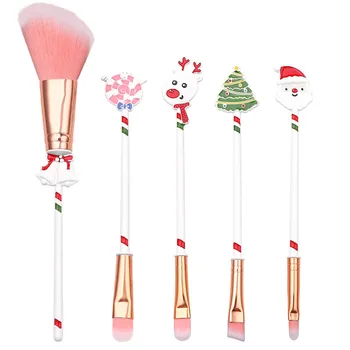 

5Pcs Christmas Makeup Brushes Set New Year Santa Christmas Tree Blush Powder Face Eye Cosmetic Tool Girls Party Gift