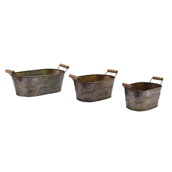 

3-Piece Set of Old Iron Metal Storage Basket Flower Pot Roast Basket Storage Decorative Fruit Basket Home Photography Props
