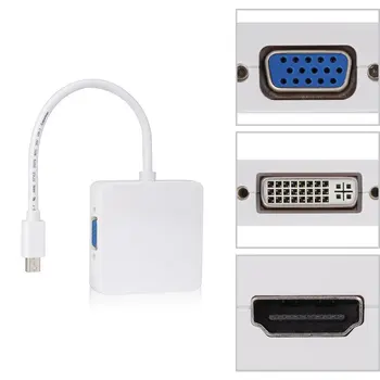 

3 in 1 Mini DP to HDMI VGA DVI Adapter Mini DP DisplayPort Cable Converter for Mac Book Pro Air Monitor Mini DisplayPort Adapter