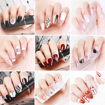 

24 sheet/set Diamond Fake Nail Tips New Removable Wearable Full Cover Fake False Nails Manicure Decoration Waterproof Nail Tips