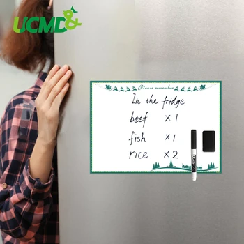

Magnetic Erasable White Message Board Writing Drawing Grocery List Whiteboard Kitchen Fridge Magnets Decor Free Marker A4 Size