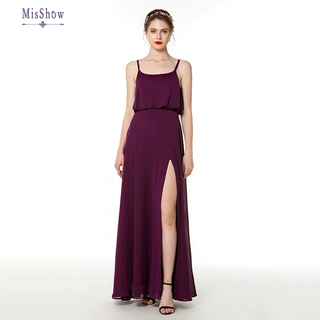 Vestidos de Noche largos, Elegantes, sencillos, con abertura, color morado  uva, para fiesta de graduación, 2020 _ - AliExpress Mobile