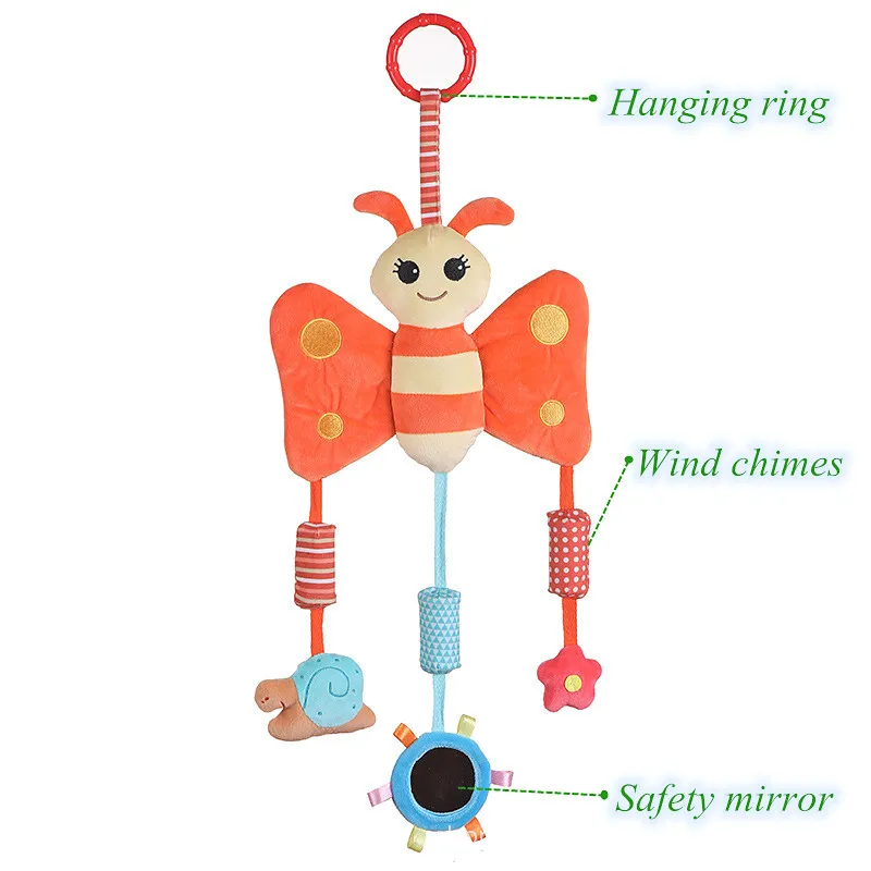 Мультяшные детские игрушки, кровать, коляска, детская Мобильная подвесная погремушка, плюшевые игрушки для новорожденных, детские игрушки 0-12 месяцев, игрушки для малышей - Цвет: butterfly