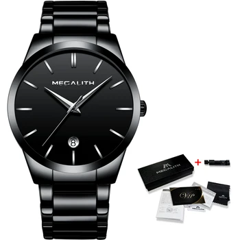 

MEGALITH Simple Business Quartz Watches For Man Waterproof Date Calendar Analogue Black Men Quartz Wristwatches Clock Erkek Saat
