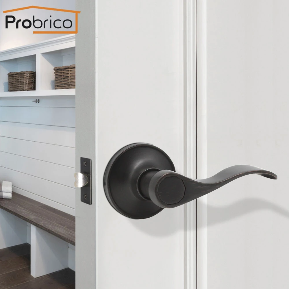 Probrico – poignées de porte en bronze frotté à l'huile, pour portes  intérieures, sans clé, serrure de porte de salon/buanderie, accessoires  ménagers | AliExpress