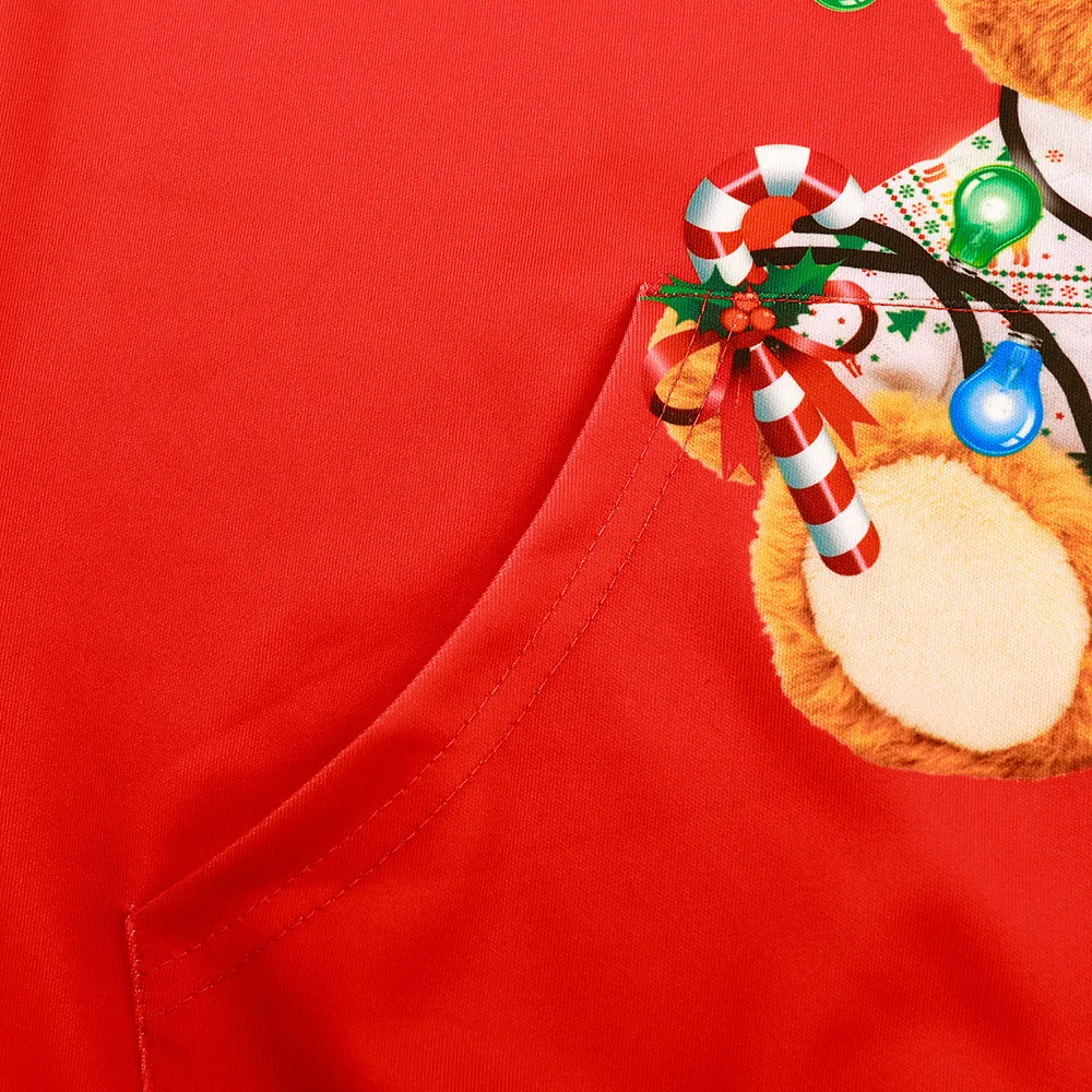 New Christmas Day cosplay Bear 3D Pattern Pullover Loose Hoodie Halloween Cartoon Pattern Sweater New Year Party Play Costume