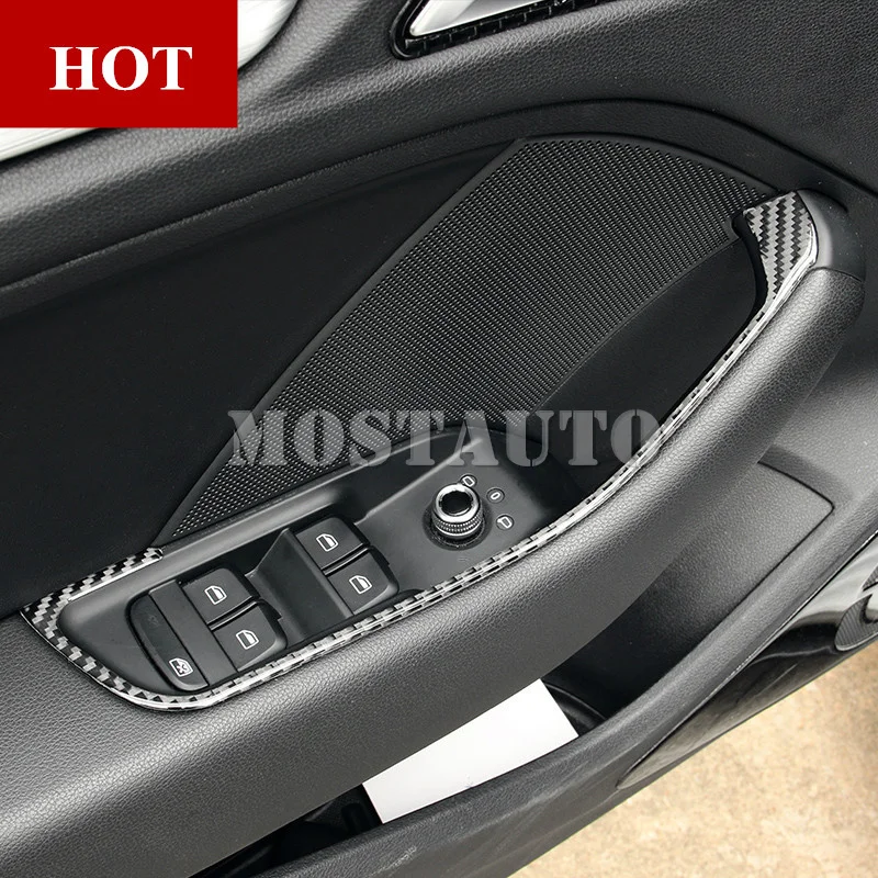 For Audi A3 S3 Carbon Fiber Inner Door Armrest Window Switch Cover2014