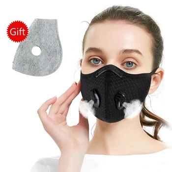 

Bike Bicycle Cycling Face Mouth Mask Men Women Adult Breathing Dual Valves Mask Masque With Activated Carbon Filters