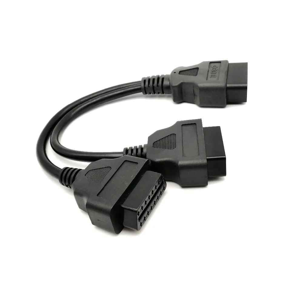 10 шт./лот! 30 см 16 pin OBD2 OBDII разветвитель удлинитель Y КАБЕЛЬ J1962 штекер двойной J1962 женский OBD соединительные кабели