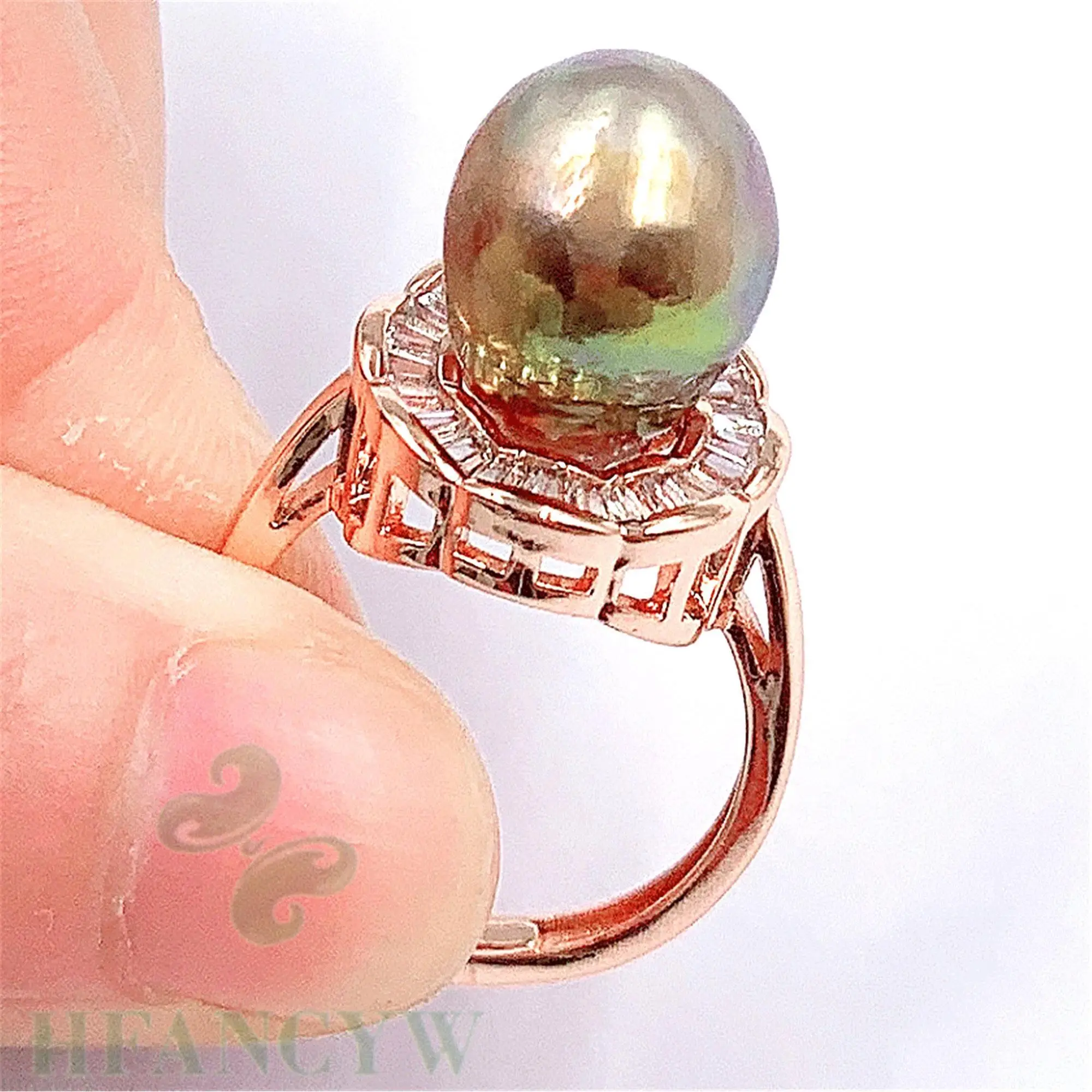 Multicolor Baroque Pearl Rose Gold Open Ring Adjustable Hand-made Huge Flawless Gift Women Elegant Jewelry | Украшения и