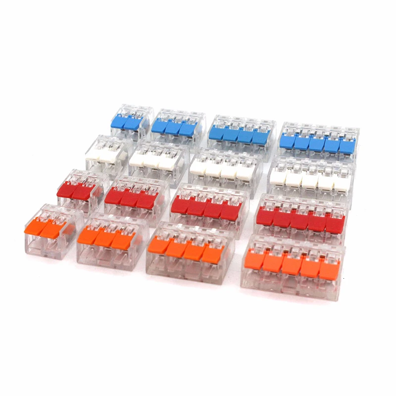 

10-100pcs/lot Mini Fast Wire Connector Universal Wiring Cable Connector Push-in Conductor Terminal Block 221-412 413 414 145