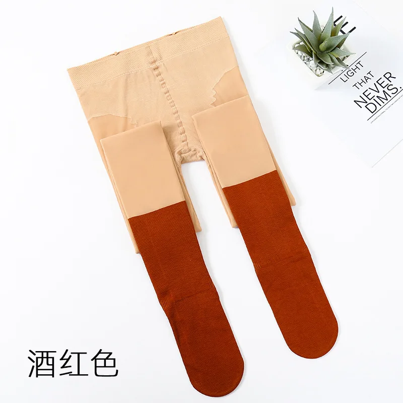 red 210g New black skin winter thicken plus velvet big size warm tights women pantyhose sexy rajstopy collant femme tight thick 088 - Цвет: red