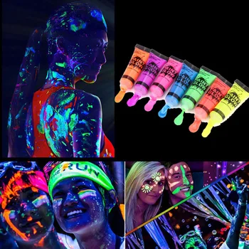 

1PCS Body Art Paint Neon Fluorescent Party Festival Halloween Cosplay Performance Makeup Kids Face Painting Glow Painted Pigment