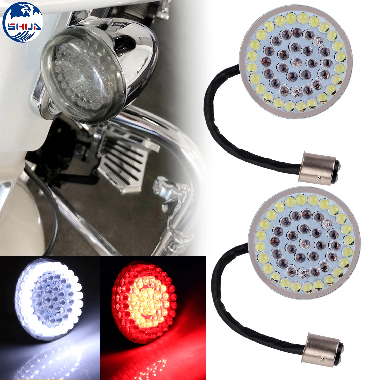 1157 Bullet Style Led Turn Signal Indicator Light Lamp Panel For Harley