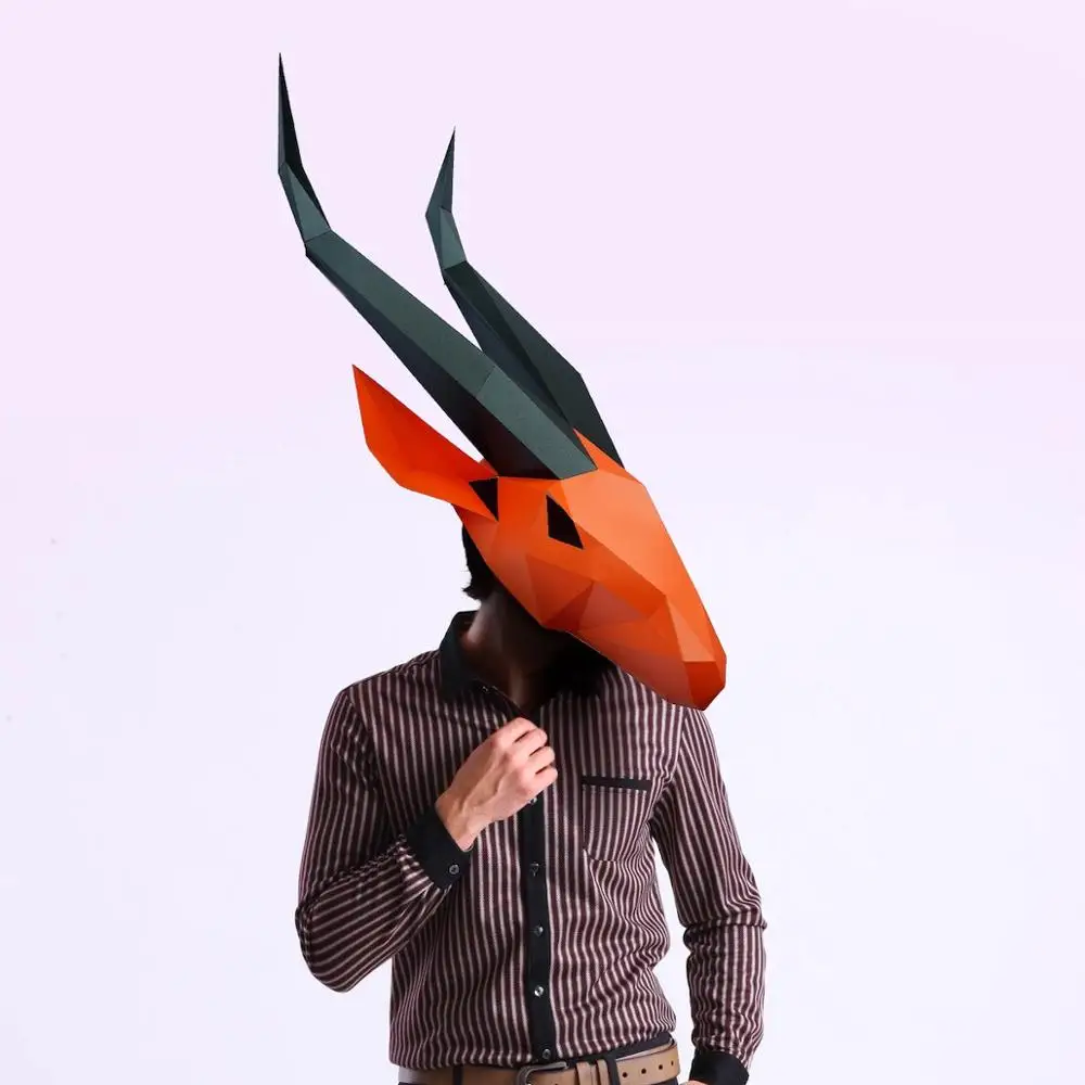 3D Бумажная Маска Antelope Coat костюм животного косплей сделай сам бумажная ремесла