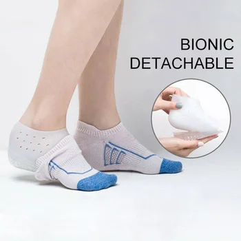 

1 Pair Unisex Anti Slip Invisible Heel Insole Silicone Pads Soft Lining Heightening Solid Hard Wearing Increased Pain Relief