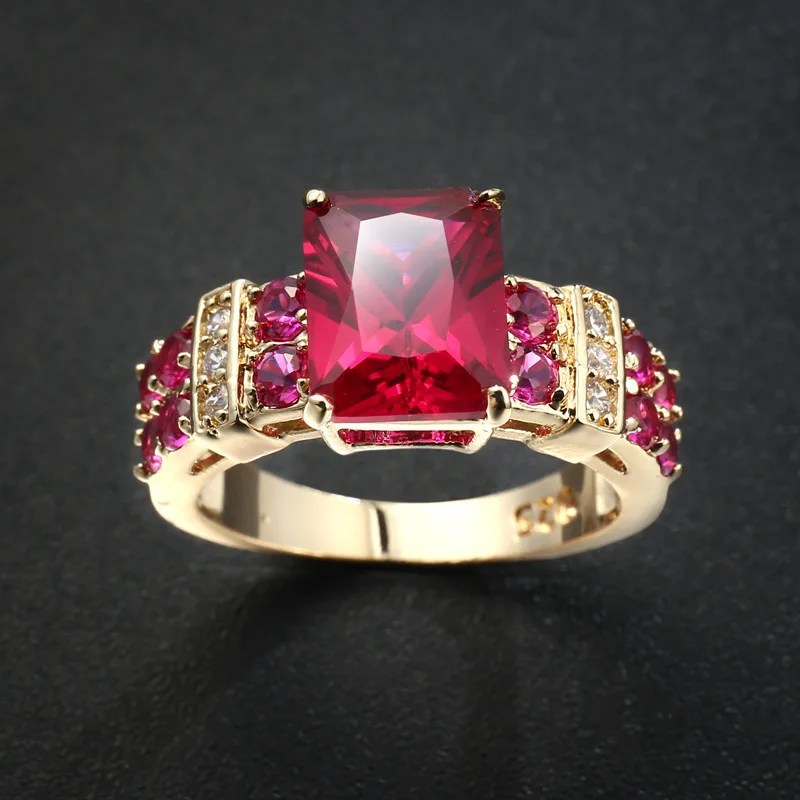 

Engagement Rings Red Cubic Zirconia Gold Filled colour Rings Luxurious Jewelry Wedding Ring Women Ring For Party Buy A Gift