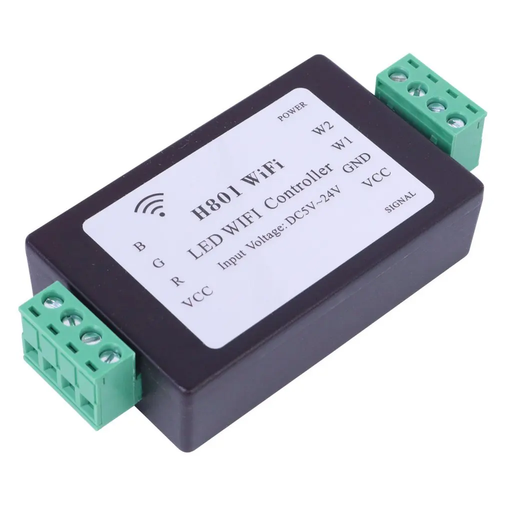 

Контроллер H801 RGBW Wi-Fi для лампочек RGBW, вход 5-24 В постоянного тока, 4 канала, выход 4 а, фотоконтроллер
