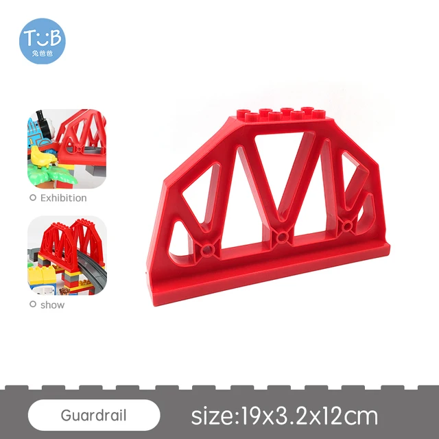 Big Size Block Bricks Train Tracks  Traffic Stop Lights Straight Track Black Accessories DIY Bricks Toys For Children Gift Guardrail-1pcs