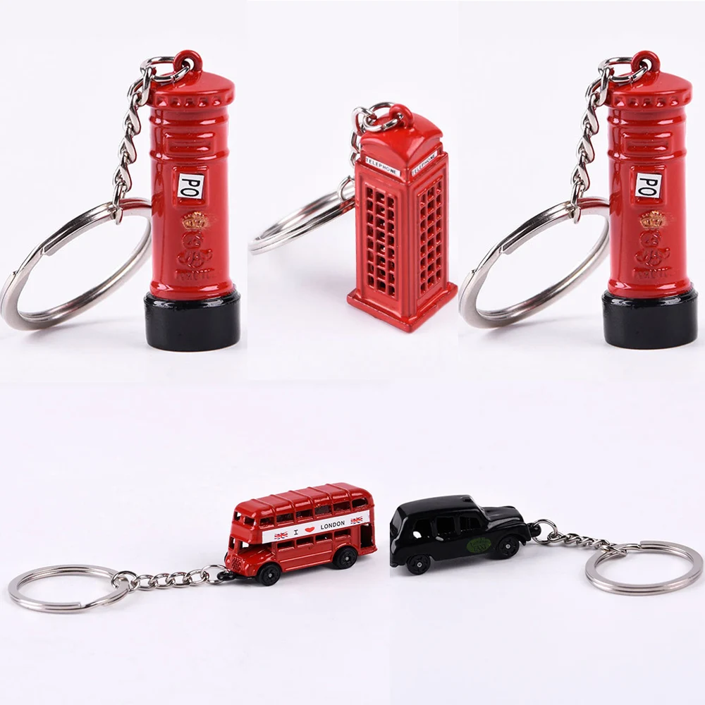 

London Red Bus Black Car Keyring Organizer Mail Box Telephone Booth Key Holder Key Pendant Keychain Souvenir Gifts Jewelry Charm