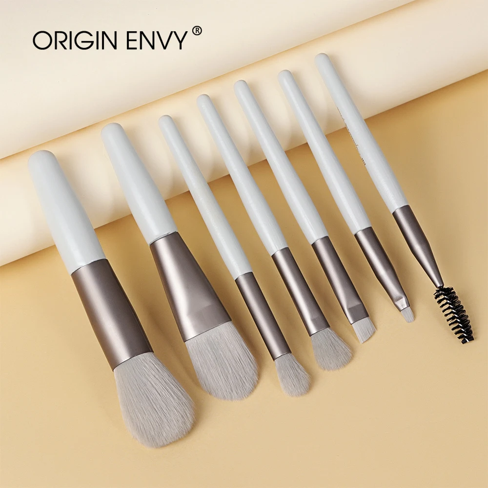 ORIGIN ENVY 7Pcs Makeup Brushes Foundation Brush Wooden Handle Soft Hair Makeup Set Brush Portable Beauty Tool Beauty