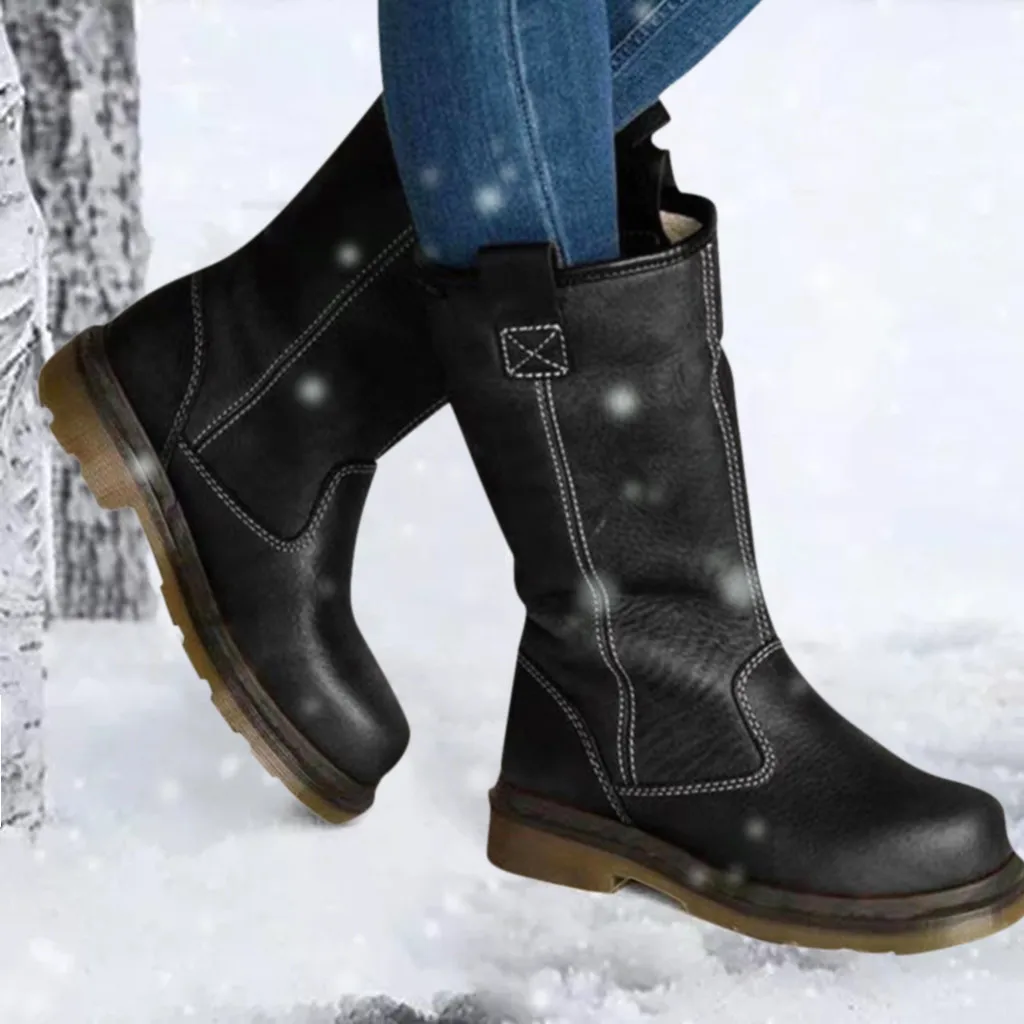 Con otras bandas pistola fusión Botas de nieve para Mujer botas de tacón cuadrado con plataforma a media  pantorrilla zapatos de invierno para Mujer botas deslizantes para Mujer  2019 botas de Mujer # g3|Zapatos de tacón de