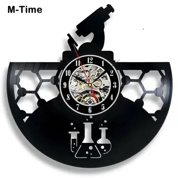 

Modern Design Vinyl Record Wall Clock Chemistry Lab Elements Biology Science Vintage Vinyl Clocks Wall Watch Gift for Scientist