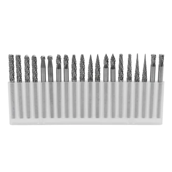

20Pc Full Double Grain Tungsten Carbide Rotary Burr Milling Cutter Milling Cutter Bit Set Mini Drill Rotating Tool Accessories E
