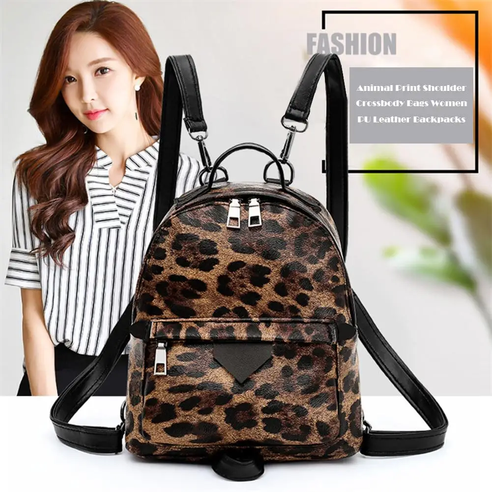 Fashion Snake Print Women Backpack Vintage Serpentine PU Leather Shoulder Bags Large Capactiy Outdoor Travel Bag Daily Knapsack