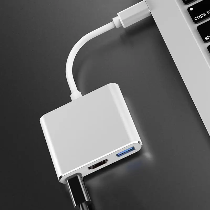 3 в 1 type-C концентратор Многофункциональный type-C к HDMI USB PD зарядный адаптер портативный алюминиевый сплав USB-C док-станция для ноутбука