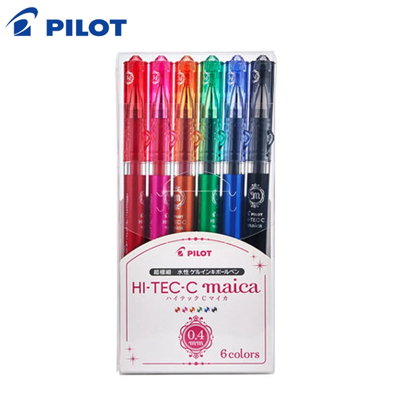 6 color suit PILOT MAICA HI-TEC-C gel pen 0.4 gel pen LHM-15C4 pen pen financial fine pen student exam special hand account - Цвет: 6 color sui