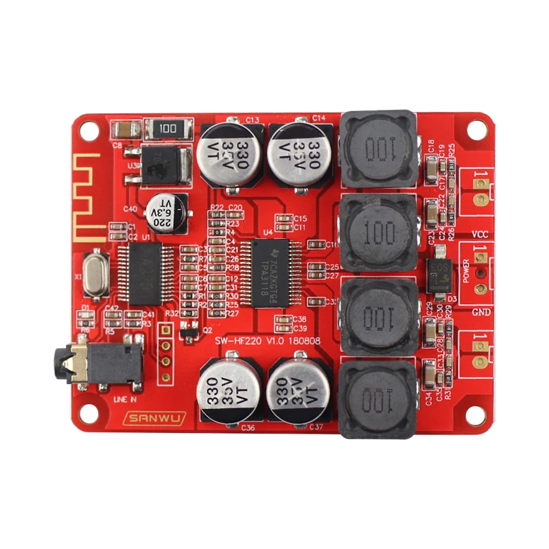 TPA3118 стерео Bluetooth цифровой усилитель мощности плата 2X30 Вт AUX 8-26VDC Bluetooth V5.0