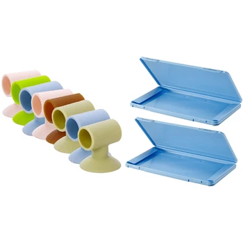 

8 Pcs Ran Color Door Handle Shockproof Pad Mute & 2 Pack Disposable Mask Case Container Mask Storage Box